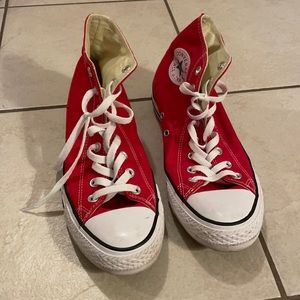 Red converse high tops worn only ONCE!